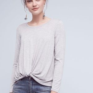 Anthropologie Gray Twist Front Top
